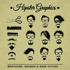 Hipster face look set on the vintage background