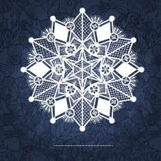 Ornamental winter hand-drawn lace snowflake