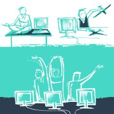 Funny office life Sketch style