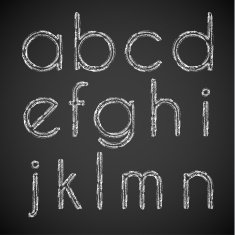 Chalk drawn alphabet characters collection N4