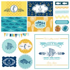 Vector of nautical-themed decoration designs