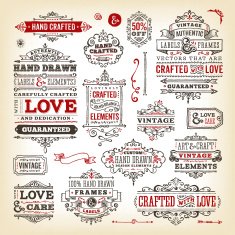 Hand Drawn Vintage Label Set N6
