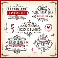 Hand Drawn Vintage Label Set N7