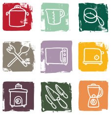 Kitchen equipment icon block set