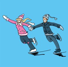 Happy Couple Ice Skating