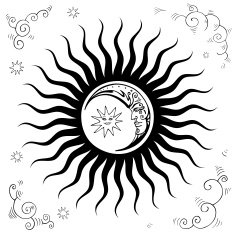 Vintage Sky sun moon clouds stars N4