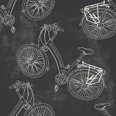 Ladies bike seamless vector pattern on grunge chalkboard background