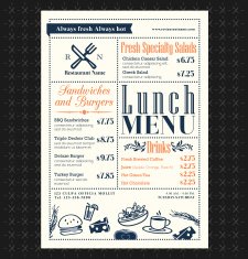 Retro Frame restaurant lunch menu design layout