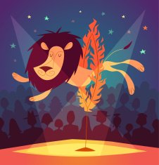 Lion jumping circus show