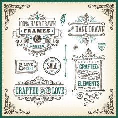 Hand Drawn Vintage Label Set N8