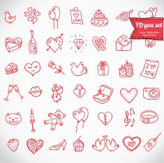 doodle icon set isolated N6