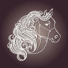 Vintage Card Decorative Horse with Patterned Mane N4