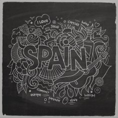 Spain hand lettering and doodles elements background N3