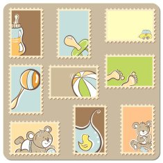 Collection of postal stamps - Baby boy theme N2