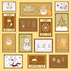 Postal stamps with Christmas illustration N2