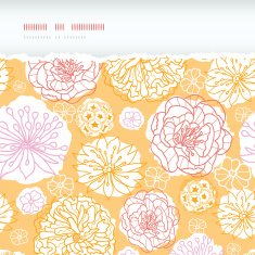 Warm day flowers horizontal decor torn seamless pattern background