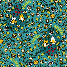 Seamless pattern with romantic birds