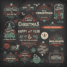 Hand Drawn Blackboard Christmas Labels & Badges N15