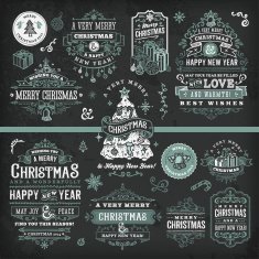 Hand Drawn Blackboard Christmas Labels & Badges N16