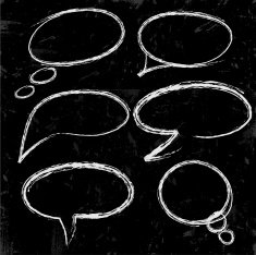 Speech bubbles drawed with chalk N2