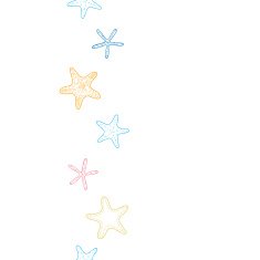 Starfish colorful line art vertical seamless pattern background