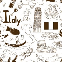 Sketch Italy seamless pattern N2