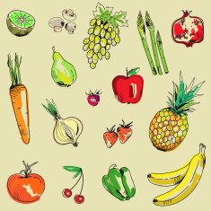 Seamless background with vegetables and fruit in vector N4