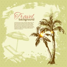 Travel hand drawn vintage tropical design N3