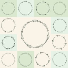 Vector flourish circle and frames