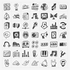 doodle music icons set N2