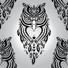 Decorative Owl Seamless pattern