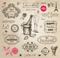 Vintage Valentine's Love Set