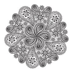 Ornamental winter hand-drawn lace snowflake Doodle background