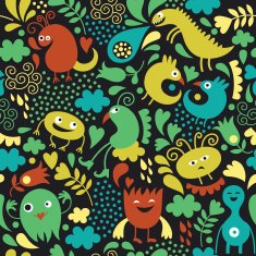 Seamless pattern with cute monsters N4