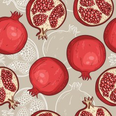 Seamless pattern with hand-drawn pomegranate N15