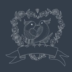 Hand drawn sweet wedding card on blackboard