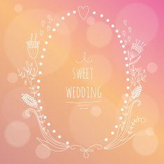 Hand drawn wedding invitation on colorful background N2