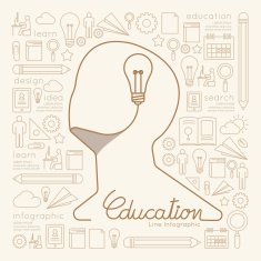 Flat linear Infographic Education Man Creative Thinking N2