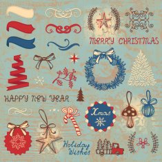 Vintage style hand-drawn New Year illustration N7