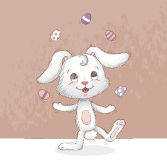 Bunny juggling Easter eggs