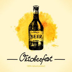 Oktoberfest hand drawn illustration with watercolor back N4
