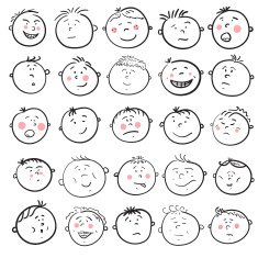 Man face cartoon vector icons set
