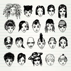 hand drawn teenagers faces N2
