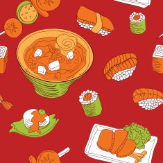 seamless pattern with japan food