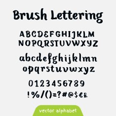Brush script black vector alphabet