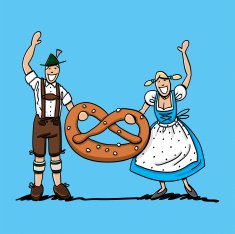 Bavarian Couple Holding Pretzel