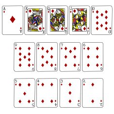 Diamond Suit Playing cards in cartoon style