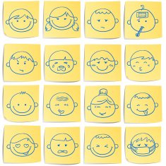 Doodle memo icon set - facial expression