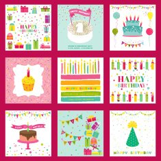 Set of Happy Birthday and Party Invitation Card N2