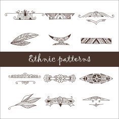 Set of different ethnic doodle patterns